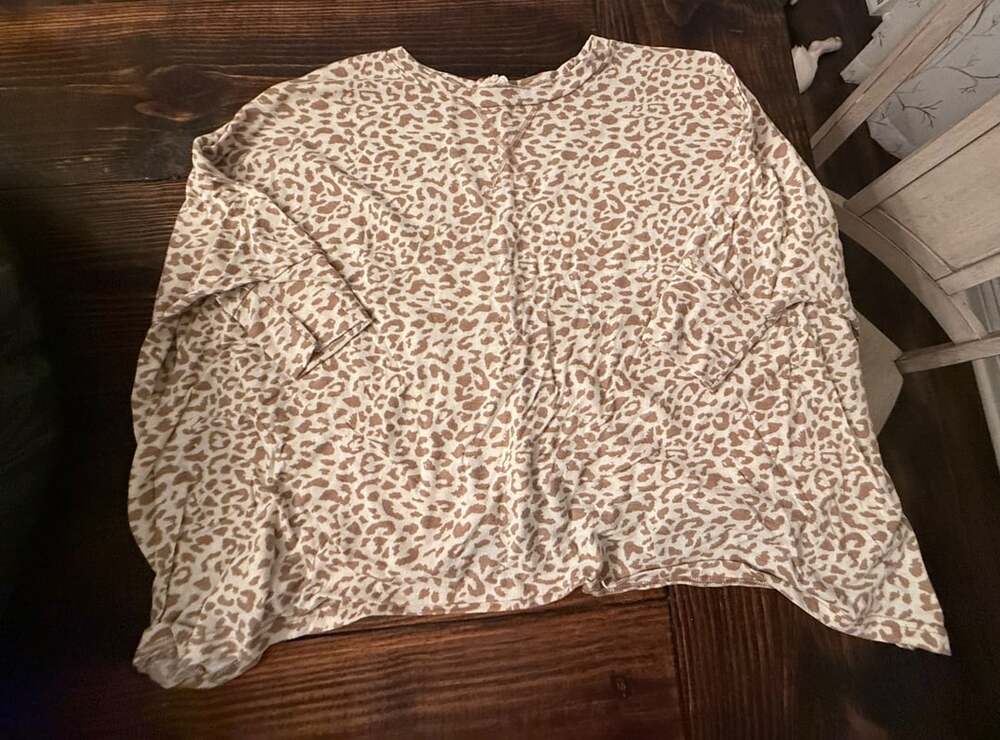 Oversized La Miel Leopard Print Pullover Top Size S Brown Cheetah Animal Top